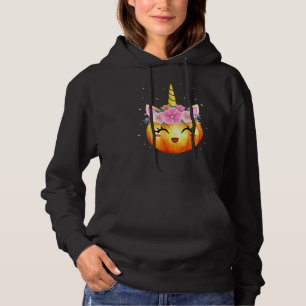 Cute Unicorn Pumpkin Halloween Thanksgiving Girls  Hoodie