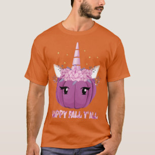 Cute Unicorn Pumpkin Halloween Thanksgiving Happy T-Shirt