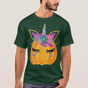 Cute Unicorn Pumpkin Halloween Thanksgiving  T-Shirt