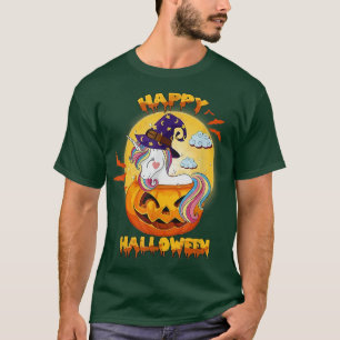 Cute Unicorn Pumpkin Moon Spooky Happy Halloween L T-Shirt