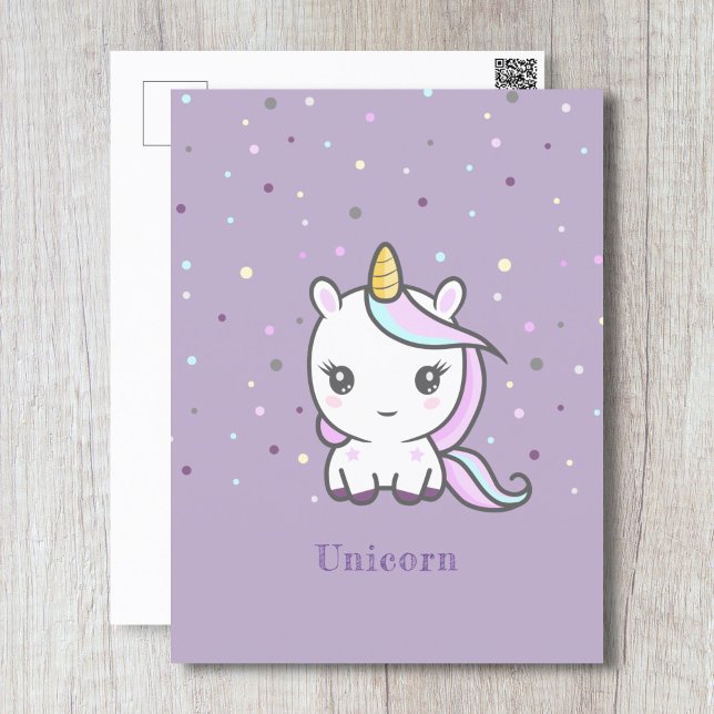 Cute Unicorn Purple Postcard (Cute Unicorn Purple Postcard)