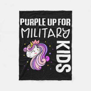 Cute Unicorn Purple Up For Military Kids Military  Fleece Blanket