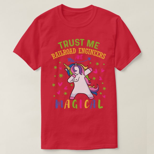Cute Unicorn Railroad Engineer Gift T-Shirt (Design Front)
