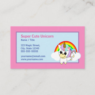 Cute Unicorn. Rainbow and a Pink Background Business Card
