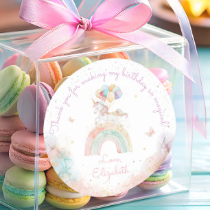 Cute Unicorn Rainbow Birthday Classic Round Sticker