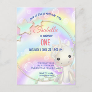 Cute Unicorn Rainbow Birthday Party kids Postcard