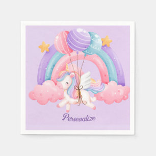 Cute Unicorn Rainbow Colorful Kids Personalized Napkin