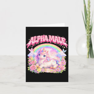 Cute Unicorn Rainbow Floral Funny for Men Women Card