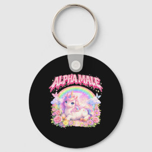Cute Unicorn Rainbow Floral Funny for Men Women Key Ring
