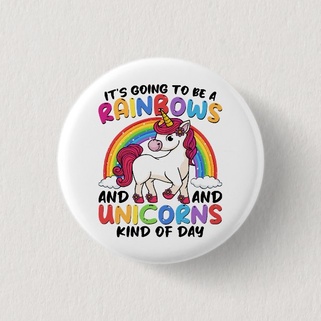 cute unicorn rainbow funny 3 cm round badge (Front)