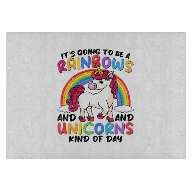 Cute Unicorn Rainbow Funny Cutting Board (Front)