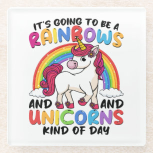 Cute Unicorn Rainbow Funny Glass Coaster