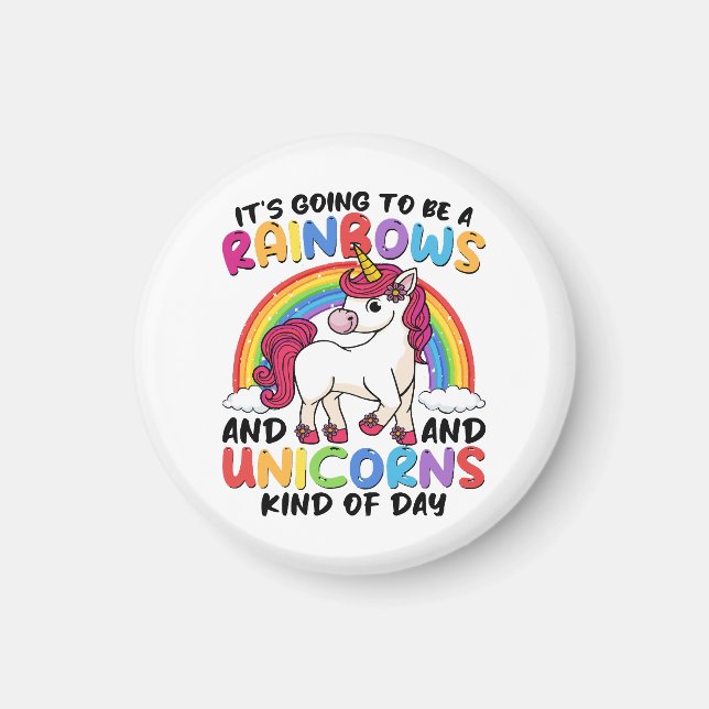 cute unicorn rainbow funny magnet (Front)