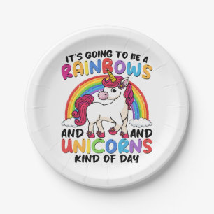 Cute Unicorn Rainbow Funny Paper Plate