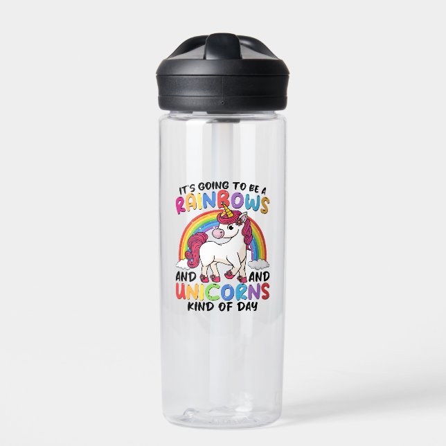 cute unicorn rainbow funny water bottle (Front)