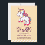 Cute Unicorn Rainbow Hair Yellow Kids Birthday Invitation<br><div class="desc">Cute design for kids,  boys or girls who love unicorn,  rainbow and mythical creature. Perfect for magical theme birthday party. You can customise the wording to fit other occasions.</div>