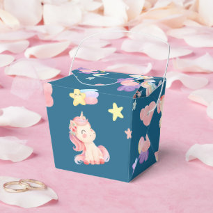 Cute Unicorn Rainbow heart balloon star pattern Favour Box