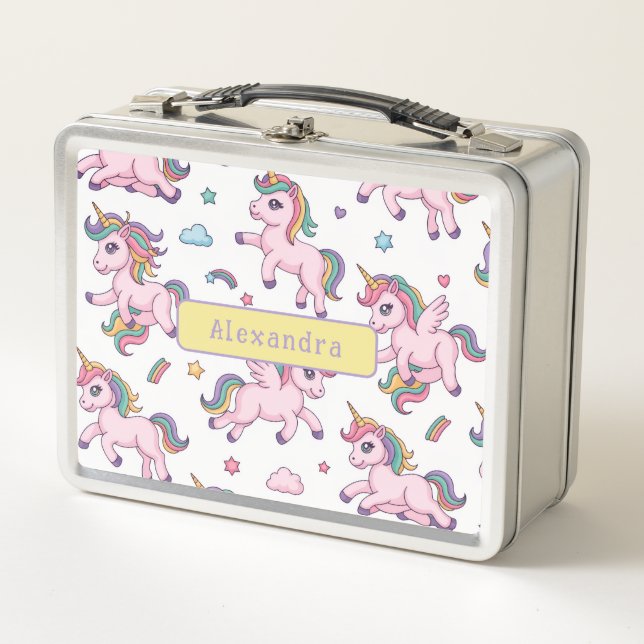 Cute Unicorn Rainbow Metal Lunch Box (Front)
