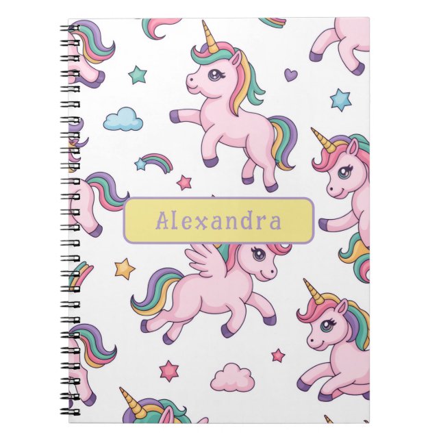 Cute Unicorn Rainbow Notebook (Front)