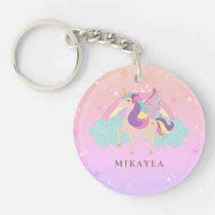 Cute Unicorn Rainbow Pastel Key Ring