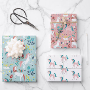 Cute Unicorn Rainbow Pattern Kids Wrapping Paper