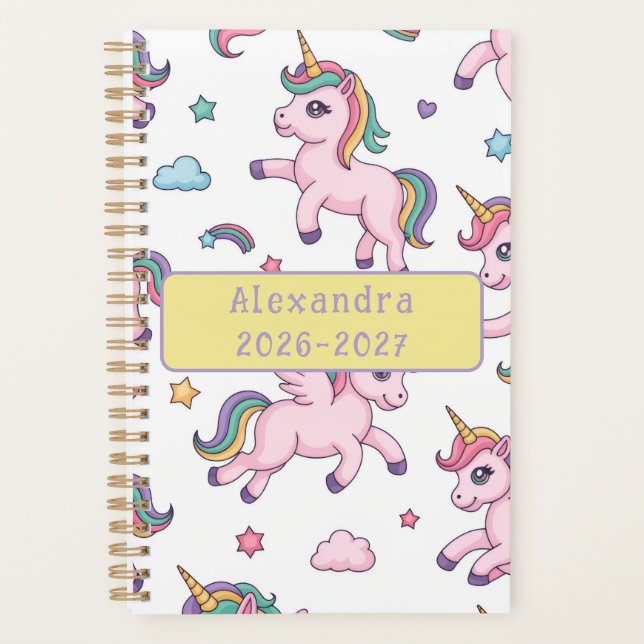 Cute Unicorn Rainbow Planner (Front)