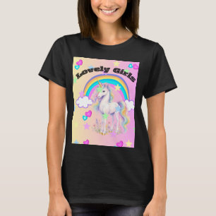 Cute Unicorn Rainbow Stars & Hearts Magical Fantas T-Shirt