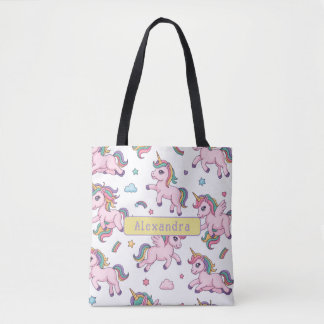 Cute Unicorn Rainbow Tote Bag