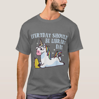 Cute Unicorn Reading Book Librarian Lover Library  T-Shirt