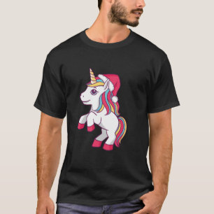 Cute Unicorn Santa Hat Funny Christmas T Shirt
