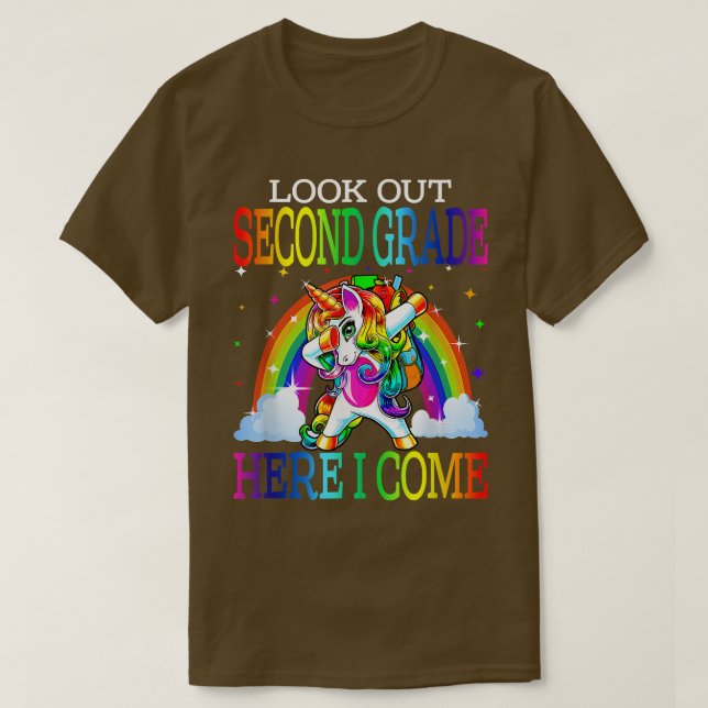 Cute Unicorn Second Grade First Day Back To School T-Shirt (Design Front)