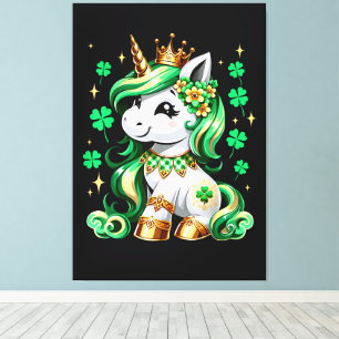 Cute Unicorn Shamrock St Patricks Day  Canvas Print