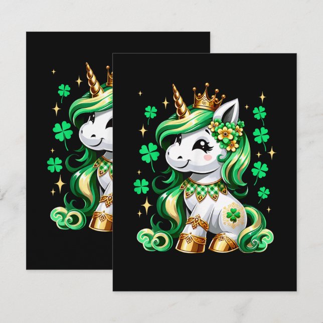 Cute Unicorn Shamrock St Patricks Day  Card (Front/Back)