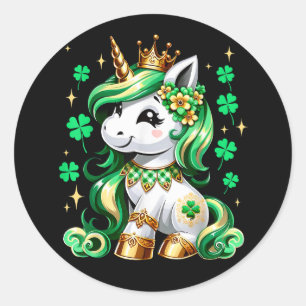Cute Unicorn Shamrock St Patricks Day Classic Round Sticker