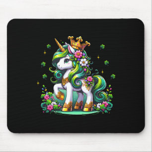 Cute Unicorn Shamrock St Patricks Day Girls Kids L Mouse Pad