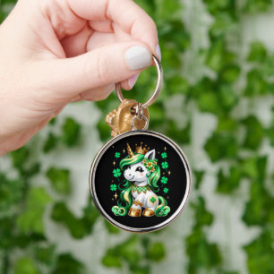 Cute Unicorn Shamrock St Patricks Day  Key Ring
