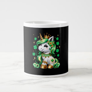 Cute Unicorn Shamrock St Patricks Day Large Coffee Mug