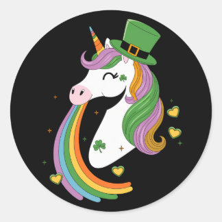Cute Unicorn Shamrock St Patricks Day Lepricorn Classic Round Sticker