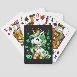 Cute Unicorn Shamrock St Patricks Day  Playing Cards
