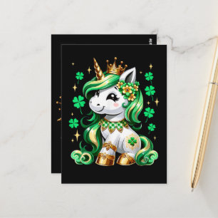 Cute Unicorn Shamrock St Patricks Day  Postcard