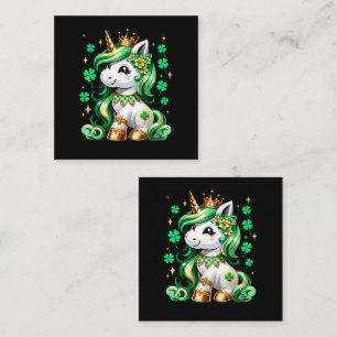 Cute Unicorn Shamrock St Patricks Day  Square Business Card