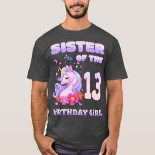 Cute Unicorn Sister Of The 13th Birthday Girl T-Shirt