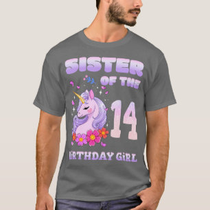 Cute Unicorn Sister Of The 14th Birthday Girl T-Shirt