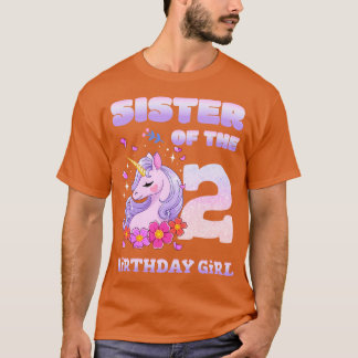 Cute Unicorn Sister Of The 2nd Birthday Girl T-Shirt