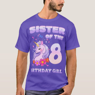 Cute Unicorn Sister Of The 8th Birthday Girl T-Shirt