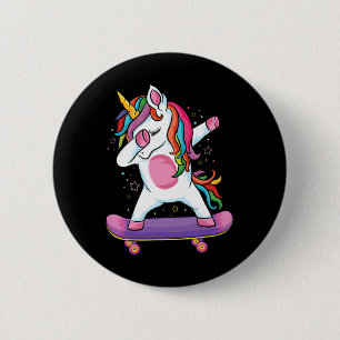 Cute Unicorn Skating Skater Gifts Dabbing Unicorn  6 Cm Round Badge