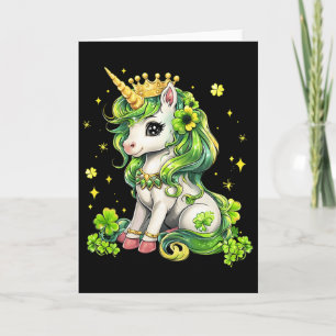 Cute Unicorn St Patricks Day Saint Pattys Girls Le Card