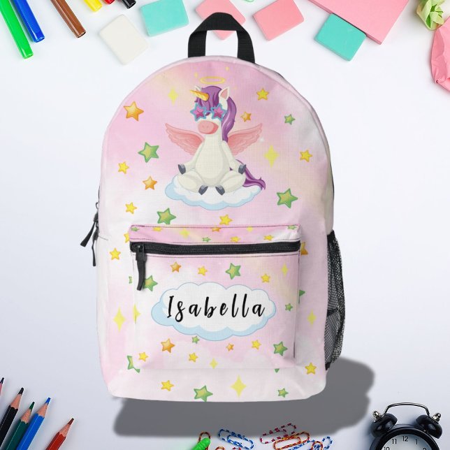 Cute Unicorn Star Theme for Girls School Printed Backpack (Creator Uploaded)