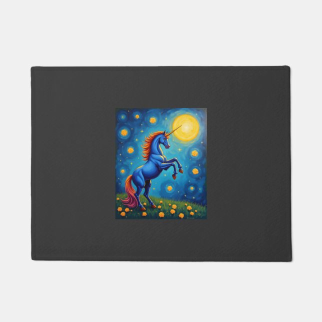 Cute Unicorn Starry Night (1) Doormat (Front)