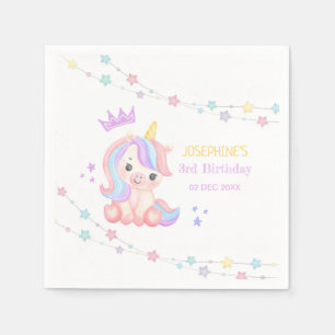 Cute Unicorn Stars Banner Fantasy Birthday Napkin